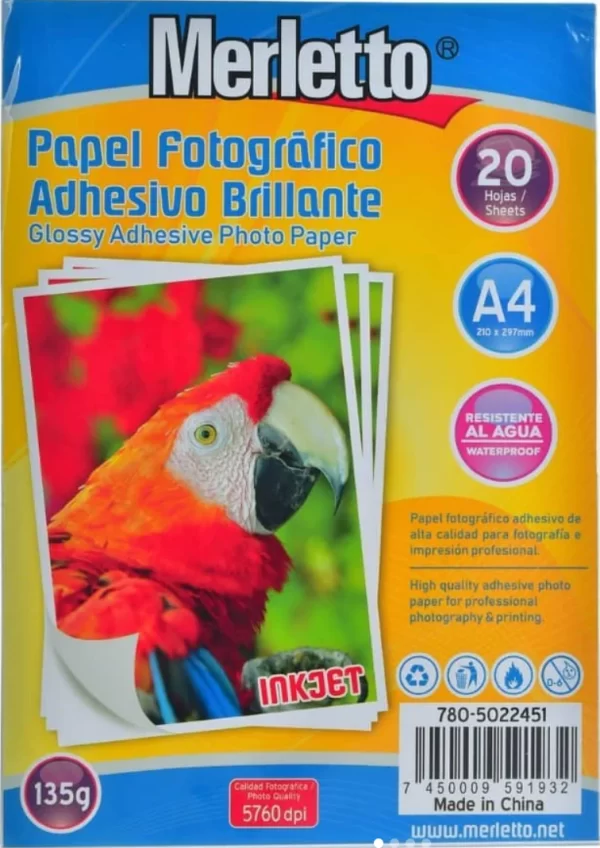 PAPEL FOTOGRAFICO ADHESIVO MERLETTO 135GRS