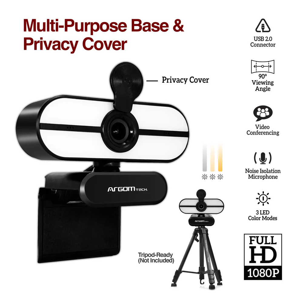 Cámara web Full HD 1080P con micrófono y LED CAM45