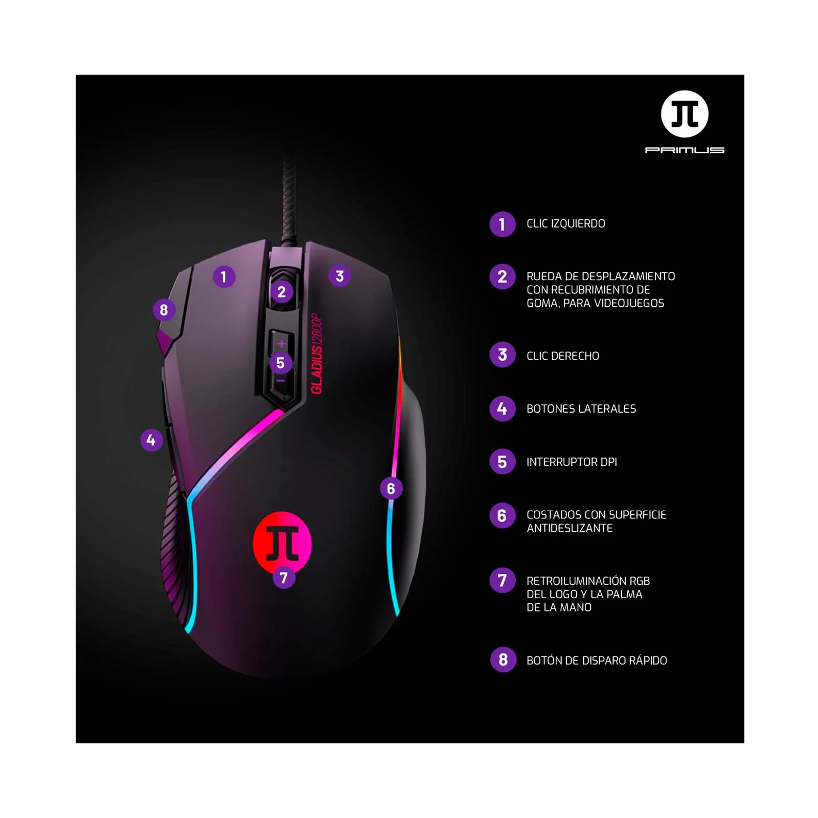 GLADIUS12800P MOUSE GAMING  - Imagen 2