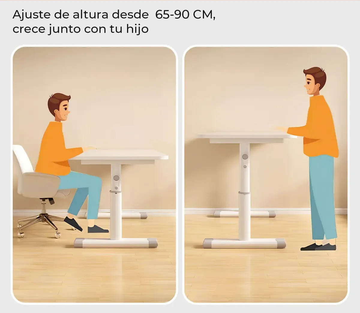 Mesa  con altura ajustable en color Blanco - Imagen 2