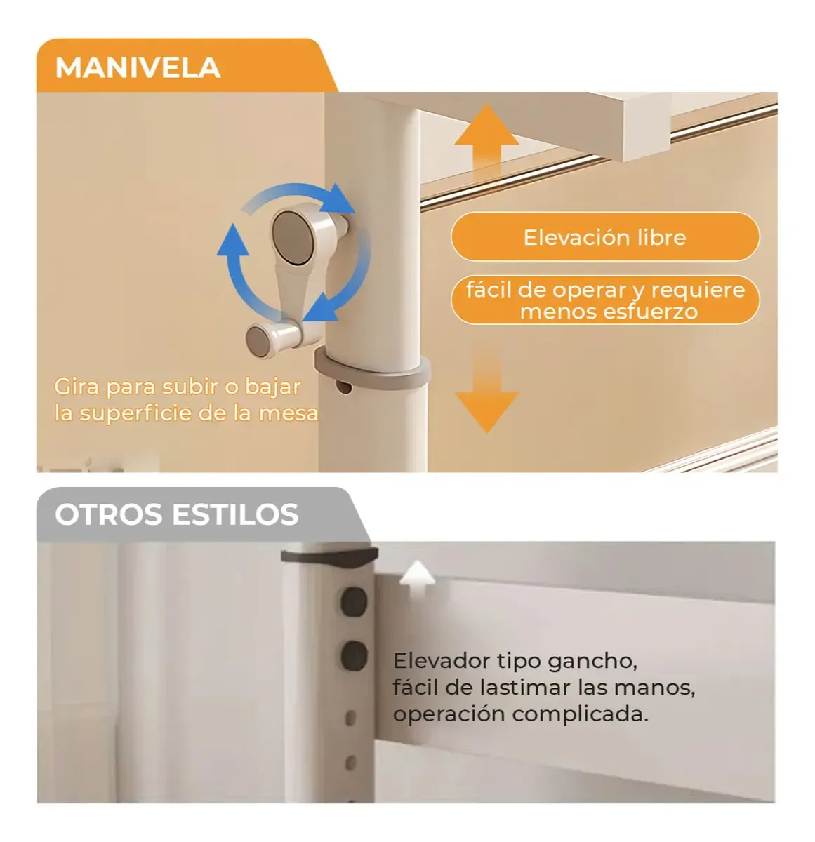 Mesa  con altura ajustable en color Blanco - Imagen 3