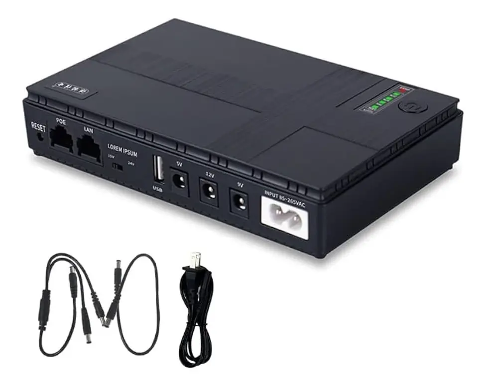 MINI UPS (DC UPS) marca Bisutime para respaldo energético de routers y módems.